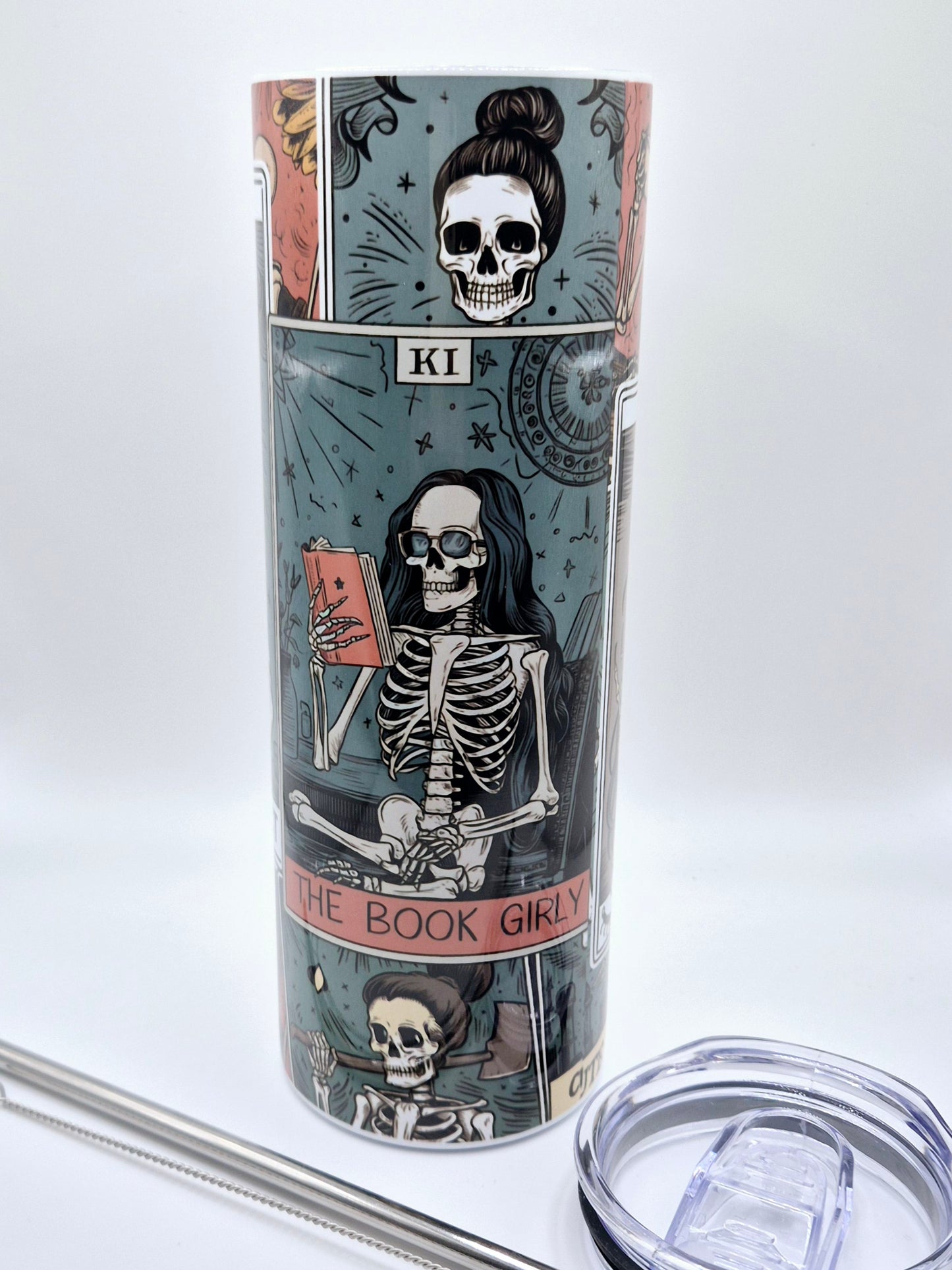 Caffeine Addict Spooky Tarrot Sublimation Tumbler